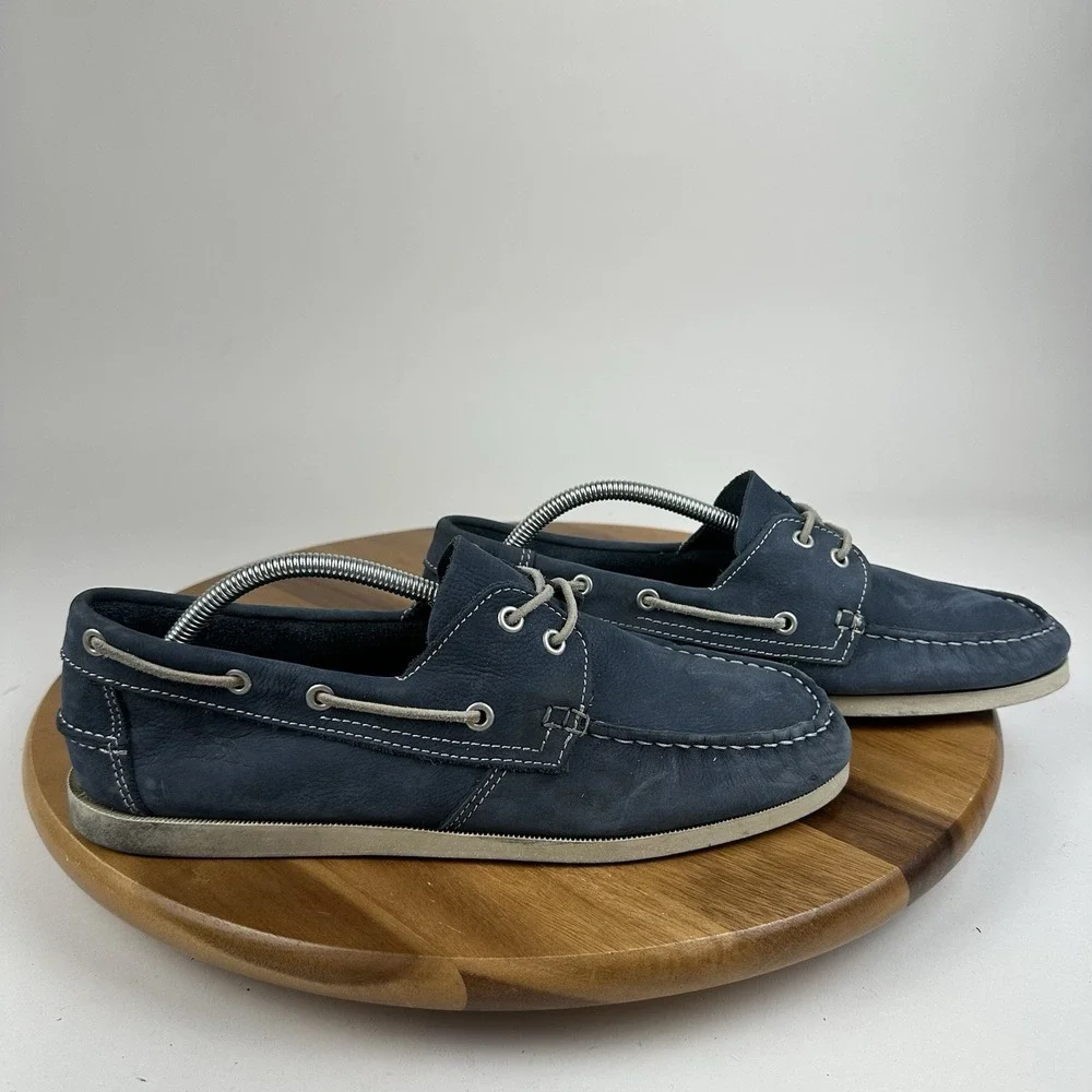 Mens Rodd & Gunn Viaduct Navy Blue Leather Casual Lace Up Boat Shoes Size EU 44